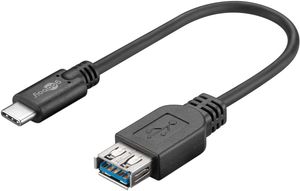 USB 3.2 GEN 1 (USB3.0) Aansluitkabel - USB-C naar USB-A - 5Gbit/s - USB adapter - OTG kabel - USB-C naar USB-A aansluitkabel- 0.2m - 5Gbit/s - GEN 1 - zwart