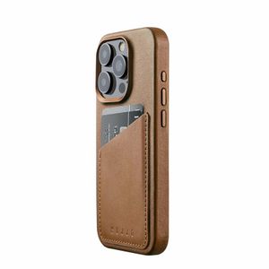 Mujjo Leather Wallet Case iPhone 15 Pro bruin - MUJJO-CL-040-TN