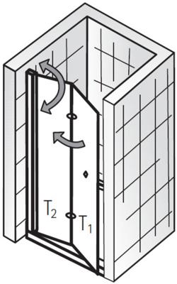 HSK Exklusiv Draai/vouwdeur voor nis 100x200cm Chroom/Grijs glas