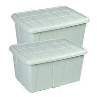 Plasticforte Opslagbox met deksel - 2x - Mintgroen - 60L - kunststof - 63 x 46 x 32 cm - Opbergbox - thumbnail