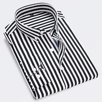 Voor heren Overhemd Button-down overhemd Shirt met kraag Zwart Wit Rood Marineblauw Lange mouw Gestreept Kraag Bruiloft Werk Kleding Lightinthebox - thumbnail