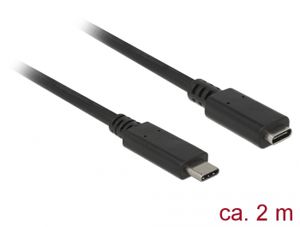 Delock 85542 USB 10 Gbps verlengkabel USB Type-C male naar female 2 m 4K PD 60 W