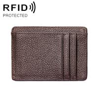 KB37 Antimagnetic RFID Litchi Texture Leather Card Holder Wallet Billfold for Men and Women (Coffee)