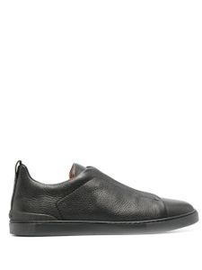 Zegna mocassins en cuir à design à empiècements - Noir