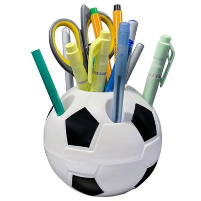 Maaleo Bureau organizer - voetbal - pennen/potlodenbakje - wit/zwart - D11 x 9 cm
