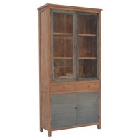 Teak Industriele Glaskast IJzer Teak Industriele Glaskast IJzer