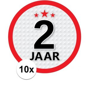 10x 2 Jaar leeftijd stickers rond verjaardag versiering   -