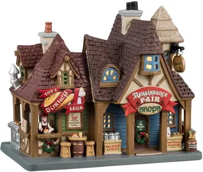 Lemax renaissance fair shops verlicht kersthuisje Caddington Village 2024