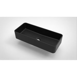 Arcqua Case waskom - 60x26cm - Rechthoek - Cast marble Zwart Mat WAS123550
