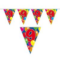 9 jaar Leeftijd versiering vlaggenlijn - vlaggetjes - verjaardag - 10 meter - plastic
