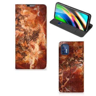 Motorola Moto G9 Plus | Standcase | Marmer Bruin