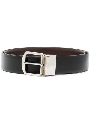 Canali ceinture en cuir à boucle logo - Noir