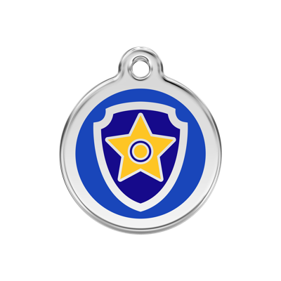 Nickelodeon Paw Patrol Chase Navy roestvrijstalen hondenpenning medium/gemiddeld dia. 3 cm - Reddingo