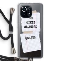 No Girls Allowed Unless: Xiaomi Mi 11 Transparant Hoesje met koord