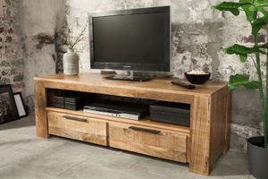 Massief tv-meubel IRON CRAFT 130cm mangohouten lowboard 2 lades - 38931