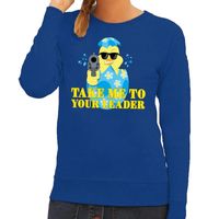 Fout Pasen sweater blauw take me to your leader voor dames 2XL  -