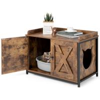 Kattenkast Kattentoilet Kattenhuis met 2 Deuren en Ingang Kattenmand Kattenbak Kast voor Katten Honden Huisdier Vintage Bruin