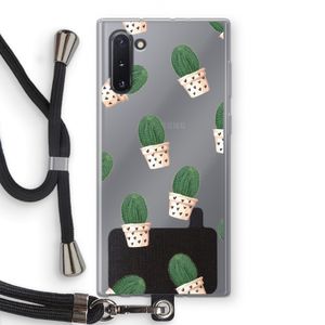Cactusprint roze: Samsung Galaxy Note 10 Transparant Hoesje met koord