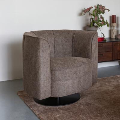 Dutchbone Draaifauteuil 'Flower' Geweven stof, kleur Bruin