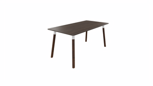 Tafel 8711 recht - 180 x 80 cm. - Wit - Eiken donker - Beuken wenge