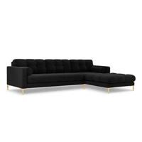 Cosmopolitan Design Bali Hoekbank met Chaise Longue Rechts - Zwart / Goud