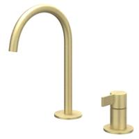 IVY Pact Wastafelkraan - 2-Gats Bladmontage - Geborsteld Mat Goud PVD