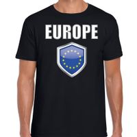 Europa landen supporter t-shirt met Europese vlag schild zwart heren
