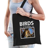 Katoenen tasje Ransuilen zwart - birds of the world Ransuil cadeau tas