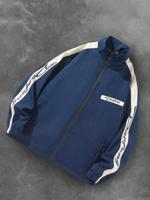 Bon&Bon Men's Colorblock Letter Print Windbreaker Jacket | White Blue / XXL
