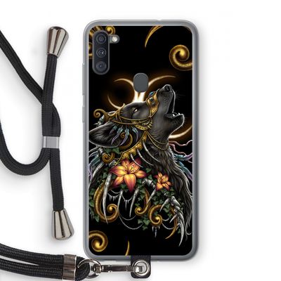 Huilende Wolf: Samsung Galaxy A11 Transparant Hoesje met koord