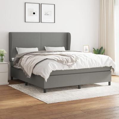 Boxspring met matras stof donkergrijs 160x200 cm