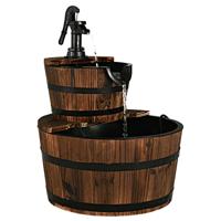 2-Laags vat Waterval Fontein Buiten Vat Water Fontein met Handpomp Buiten Trapsgewijze Waterval Fontein voor Tuin Achtertuin Terras