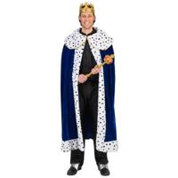 Koning cape/mantel voor volwassenen - carnaval verkleedkleding - blauw - heren - one size