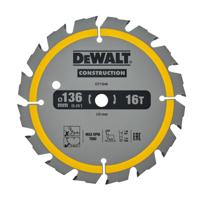 DeWALT Cirkelzaagblad voor Hout | Construction | Ø 136mm Asgat 10mm 16T - DT1946-QZ
