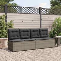 Tuinbank met kussen Grijs Poly riet