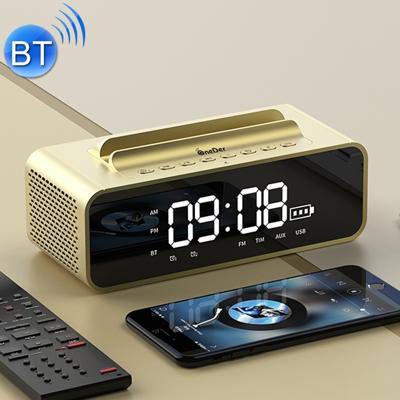 Oneder V06 Smart Sound Box draadloze Bluetooth Speaker LED scherm alarm klok ondersteuning Hands-Free & FM & TF Card & AUX & USB-drive (goud)