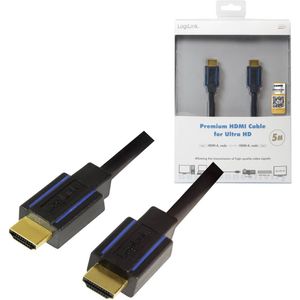 LogiLink CHB006 HDMI-kabel HDMI Aansluitkabel HDMI-A-stekker, HDMI-A-stekker 5.00 m Zwart 4K UHD