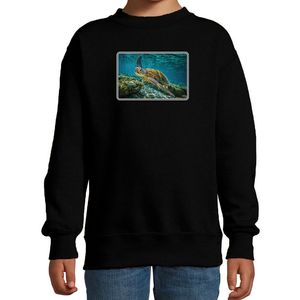 Dieren sweater / trui met schildpadden foto zwart voor kinderen