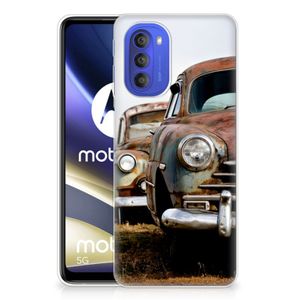 Motorola Moto G51 5G Siliconen Hoesje met foto Vintage Auto
