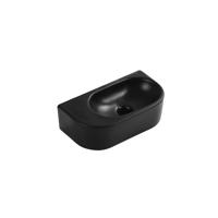 QeramiQ Pure Fontein - 40x22x12cm - Glad - halfrond - zonder kraangat - Keramiek - Zwart mat 8716LMB(NF)