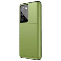 iPhone 12 hoesje - Backcover - Hardcase - Pasjeshouder - Portemonnee - Shockproof - TPU - Lichtgroen