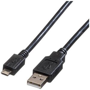 ROLINE USB 2.0 Kabel, USB A Male - Micro USB B Male, zwart, 3 m