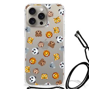 Doorzichtige Silicone Hoesje voor iPhone 15 Pro Max Dieren Emojis