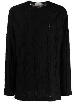 Yohji Yamamoto pull en coton à détails de perforations - Noir