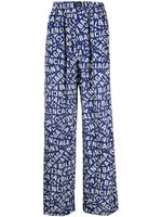 Balenciaga pantalon de pyjama à logo imprimé - Bleu - thumbnail