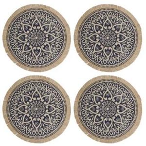 Creative Tops - Placemats, Rond, Set van 4, Geweven, Blauw - Creative