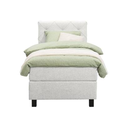 Leen Bakker - Boxspring Liv Geruit - Ecru - 90x200 Cm - Vierkante Poot - Stof - Crème