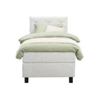 Leen Bakker - Boxspring Liv Geruit - Ecru - 90x200 Cm - Vierkante Poot - Stof - Crème