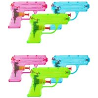 Grafix Waterpistooltje/waterpistool - 6x - klein model - 11 cm - blauw/roze/groen