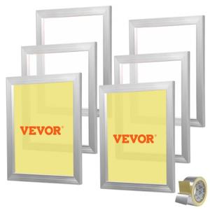 VEVOR zeefdrukkit, 6 stuks aluminium zeefdrukframes, 16 x 20 inch zeefdrukframes met 110 Count Mesh, High Tension Nylon Mesh & Sealing Tape voor T-shirts, doe-het-zelf afdrukken, enz.